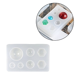 Белый Силиконовые формы, формы для литья смолы, для уф-смолы, изготовление ювелирных изделий из эпоксидной смолы, геометрическая фигура, белые, 70x44.5x12 мм, Внутренний диаметр: 8~20x8~20 мм