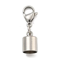 Нержавеющая Сталь Цвет Устойчивы к потускнению 304 наконечники шнура из нержавеющей стали, с карабин-лобстерами , цвет нержавеющей стали, 31 мм, внутренний диаметр: 8 мм