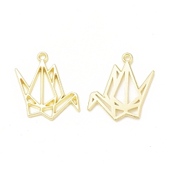 Light Gold Rack Plating Alloy Paper Crane Open Back Bezel Pendants, For DIY UV Resin, Epoxy Resin, Pressed Flower Jewelry,  Cadmium Free & Nickel Free & Lead Free , Light Gold, 24x25x1.5mm, Hole: 1.6mm