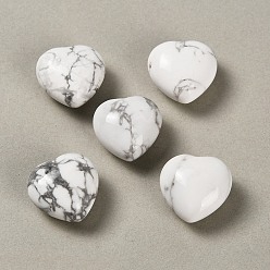 Howlite Natural Howlite Heart Love Stone, Healing Pocket Palm Stone for Reiki Balancing, 19~21x20~21x11~12mm