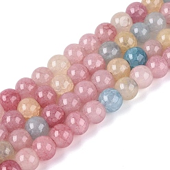 (52) Непрозрачная лаванда Нити из окрашенных стеклянных бусин с эффектом омбре и эффектом кракелюра, имитация драгоценных камней, круглые, разноцветные, 6~6.5 мм, отверстие : 0.8~1 мм, около 138~146 шт / нитка, 29.92~31.89 дюйм (76~81 см)
