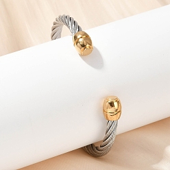 Золотой & Цвет Нержавеющей Стали 304 из нержавеющей стали манжеты браслеты, весенние браслеты, ионное покрытие (ip), золотые и нержавеющая сталь цвет, 3/8 дюйм (1 см), внутренний диаметр: 2-5/8 дюйм (6.8 см)