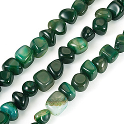 Темно-серый 3 нити натуральные бусины из агата нити, окрашенная и подогревом, самородки, упавший камень, темно-серый, 6.5~13x10~13x1.5~11 мм, отверстие : 1.6 мм, около 22 шт / нитка, 7.20~7.72'' (18.3~19.6 см)