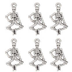 Античное Серебро 100 шт. Подвески из сплава в тибетском стиле, без свинца и без кадмия, скелет, античное серебро, 25.5x13.5x3 мм, отверстие : 1.8 мм