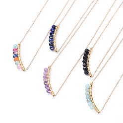 Смешанные камни Ожерелья с ограненными натуральными драгоценными камнями, с 304 из нержавеющей стали Lobster Claw застежками, латунные трубчатые бусины и кабельные цепи, 16.73 дюйм (42.5 см)