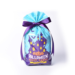 Zyan PE-Plastik-Halloween-Süßigkeitsbeutel, Halloween-Partygeschenke behandeln Geschenktüte, Rechteck, Zyan, 20x14 cm