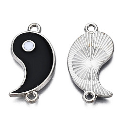 Черный Соединители разъемных звеньев сплава эмали, инь-ян, без кадмия и без свинца, платина, чёрные, 26x13.5x1.5 мм, отверстие : 1.6 мм