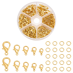 Золотой 5 застежки-карабины из цинкового сплава, застежки на спусковой крючок, с железными открытыми кольцами, золотые, 12x6 мм, отверстие : 1.2 мм
