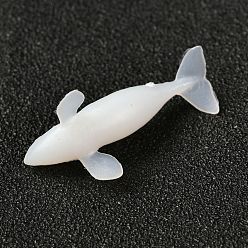 White Whale Shaped Plastic Decorations, for DIY Silicone Molds, White, 25x11.5x10mm, Box: 40x34.5x18.5mm