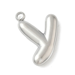 Letter Y 304 начальные подвески из нержавеющей стали, цвет нержавеющей стали, Письмо Y, 16~18x6~18x3 мм, отверстие : 1.8 мм
