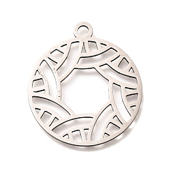 Нержавеющая Сталь Цвет 201 подвески из нержавеющей стали, лазерная резка, полый плоский круглый шарм, анти-тускнение, цвет нержавеющей стали, 34.5x30.5x1 мм, отверстие : 2 мм