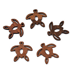 Camel Natural Walnut Wood Pendants, Undyed, Sea Turtle Charms, Camel, 27x28.5x2.5mm, Hole: 2mm