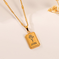 December Holly 304 Кулон-подвеска в виде цветка-символа рождения из нержавеющей стали для женщин, реальный 18 k позолоченный, Декабрь Холли, 18.11 дюйм (46 см)