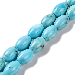 Голубой Природные Говлит бисер нитей, окрашенные, овальные, голубой, 8x5.5 мм, отверстие : 1 мм, около 49 шт / нитка, 15.94'' (40.5 см)