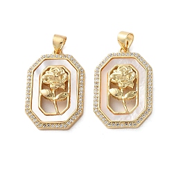 Настоящее золото 18K Латунные микро проложить кубического циркония подвески, с оболочкой, , стойки покрытие, прочное покрытие, без кадмия и без свинца, реальный 18 k позолоченный, 25x16.5x4.5 мм, отверстие : 4.5x3.5 мм