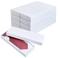 Blanc 4 Ensembles de boîtes d'emballage rectangulaires en papier avec lien pour cadeaux, avec des feuilles de plastique transparent, blanc, 9.8x27x3.3 cm