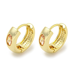 Real 18K Gold Plated Brass with Cubic Zirconia Earrings, Real 18K Gold Plated, 13.5x5mm