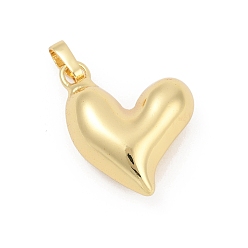 Настоящее золото 18K Латунные подвески, сердце, без свинца и без кадмия, долговечный, стойки покрытие, реальный 18 k позолоченный, 20x21x9 мм, отверстие : 7.5x4.5 мм