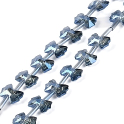 Светлый Стально-синий Стеклянные бусины с гальваническим покрытием , бантом, светло-стальной синий, 7x10x3 мм, отверстие : 1 мм, около 48 шт / нитка, 19.69'' (50 см)
