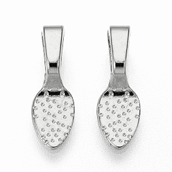 Платина Сплав клея на плоские площадки поручительств, лопата подвесные поручни, платина, 15x5x1~5 мм, отверстие : 4.5x3 мм