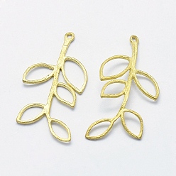 Без Покрытия Латунные подвески, без свинца, без кадмии и без никеля, лист, сырой (без покрытия), 33x16x1 мм, отверстие : 1 мм