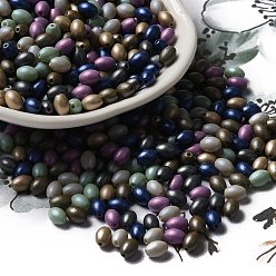 Черный Выпечка расписных стеклянных бусин, овальные, чёрные, 5x3.5 мм, отверстие : 0.8 мм, Около 5000 шт / фунт