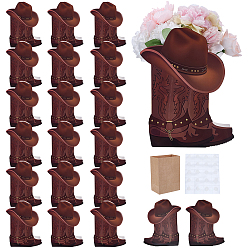 Седло Коричневый 20шт. складные бумажные коробки для цветочных букетов в стиле вестерн с изображением ковбойских сапог, седло коричневый, 20x12x25 см