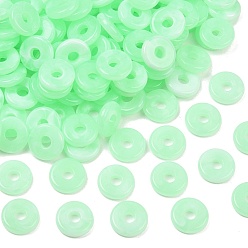 Весенне-зеленый Европейский бусы акриловые, диск, большое отверстие шарик, весенний зеленый, 15x3.5 мм, отверстие : 5 мм, Около 800~830 шт / 500 г