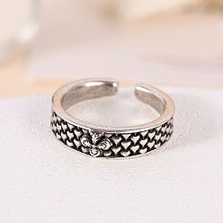 Antique Silver Brass Cuff Open Rings, Cross, Antique Silver, 15~20mm