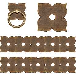 Античная Бронза 12шт. латунные плоские шайбы, цветок, для мебельной фурнитуры, античная бронза, 43x43x1 мм, отверстие : 6 мм