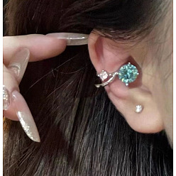 Круглые Серьги-каффы из сплава для женщин, с кубического циркония, круглые, 15 мм