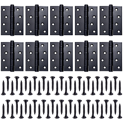 Black 10Pcs Stainless Steel Cabinet Drawer Butt Hinges Connectors, with 90Pcs Replacement Hinge Screws, Wooden Box Accessories, Black, 103x40x5.5mm