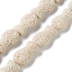 (404) Непрозрачное AB Кислое яблоко Окрашенные рыбой натуральные бусины из лавы, цветочный белый, 21.5x12x6 мм, отверстие : 1.6 мм, около 19 шт / нитка, 16.14'' (41 см)