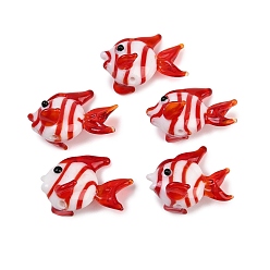 Красный Бусины лэмпворк , рыба, красные, 17~18x24~26x15~16 мм, отверстие : 1.1 мм