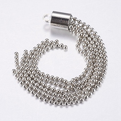 Платина Железные шарики цепочки кисточкой подвески, большие подвески, платина, 81x5 мм, отверстие : 2 мм