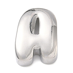 Letter A Латунные бусины с инициалами, платина, долговечный, стойки покрытие, без свинца и без кадмия, буква a, 20.5x15.5x7 мм, отверстие : 8.5x3.5 мм