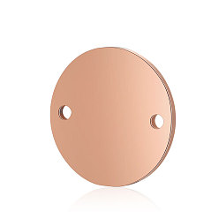 Розовое Золото 304 соединительные звенья нержавеющие, пустая бирка с зеркальной полировкой, ионное покрытие (ip), плоско-круглые, розовое золото , 12x1 мм, отверстие : 1 мм