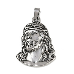 Античное Серебро 304 подвески из нержавеющей стали, религия, Иисус очарование, античное серебро, 46x35x5 мм, отверстие : 7.5x5 мм