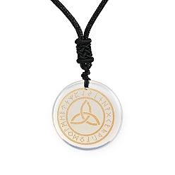 Опал Ожерелья с подвеской в виде трикетра/тройственного узла с опалитом, Ожерелье-амулет с руническими словами Одина, скандинавского викинга и веревки, 12.99 дюйм (33 см)