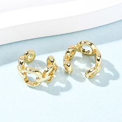 Настоящее золото 18K Латунь манжеты серьги, долговечный, установка стойки, без кадмия и без свинца, цепочка-оберег, реальный 18 k позолоченный, 10.5x12.5x7.5 мм