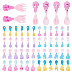 Gemischte Farbe 60Stk. 10 Art Harz Cabochons, Ton zwei, Löffel mit Stern & Gabel, Gemischte Farbe, 32.6~33x9~11x5~7 mm, 6 Stück / Stil