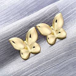 Бабочка Латунь серьги, долговечный, без свинца и без кадмия, реальный 18 k позолоченный, бабочка, 17x20 мм
