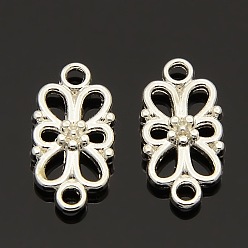 Серебро Тибетского стиля ссылки / разъемы, цветок, без свинца и без кадмия, серебряные, 16x8x3.5 мм, отверстие : 1.5 мм