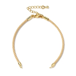 Светло-хаки 2мм витой круглый нейлоновый шнур для изготовления браслета, подходит для соединительных шармов, с латунными выводами и 303 застежками из лобстера из нержавеющей стали, реальный 18 k позолоченный, светлый хаки, 6.22 дюйм (15.8 см)