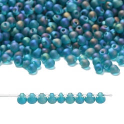 (DP2405FR) Matte Transparent Teal AB Миюки 3.4мм капельные бусины, японский бисер, матовые прозрачные цвета ab, (dp2405fr) матовый прозрачный бирюзовый ab, 3.4x3 мм, отверстие : 0.65 мм, Около 900 шт / 50 г