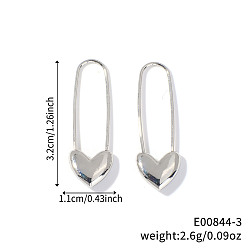 Сердце Модные серьги-кольца из латуни в форме броши, сердце, 32x11 мм