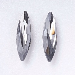Черный Алмаз Имитация австрийского хрусталя горный хрусталь, класс А, задние и задние, лошадиный глаз , черный алмаз, 14~14.5x4x2.5~3 мм