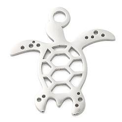 Tortoise Не тускнеющие 304 подвески из нержавеющей стали, лазерная резка, цвет нержавеющей стали, очарование морских животных, черепаха, 24x23x1 мм, отверстие : 3 мм