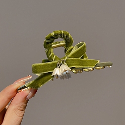 Светло-зеленый Коричневый Сплав с бархатными заколками-коготками, может колокольчики очарование коготь заколки для волос, оливковый, 115 мм