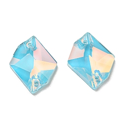 Аквамарин Мокко(мк) нестандартной S-образной формы, пришивные стразы, 2 звенья отверстий, плоская задняя и задняя, аксессуары для одежды, аквамарин, 17~17.5x13~14x4.5~5 мм, отверстие : 1 мм, 28 шт / совет